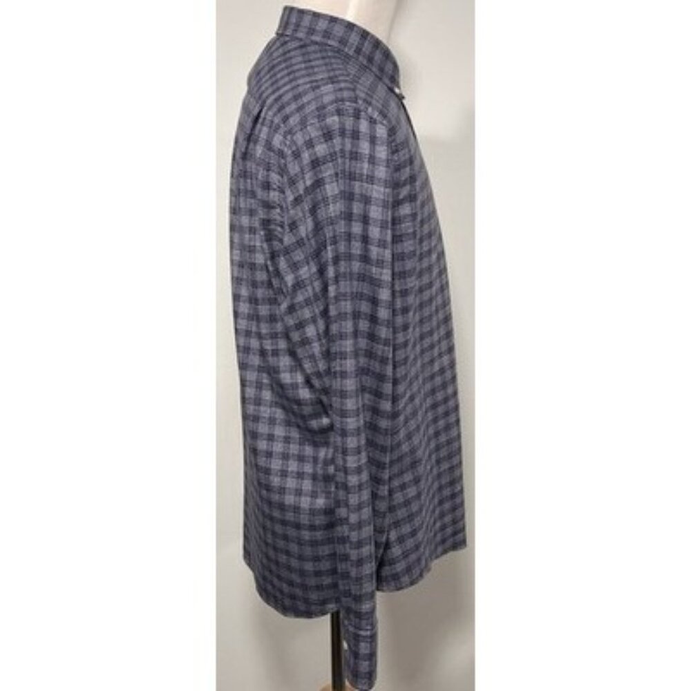 Men’s Large Charles Tyrwhitt Non Iron Slim Fit Oxford Plaid Gray Blue - Picture 3 of 13